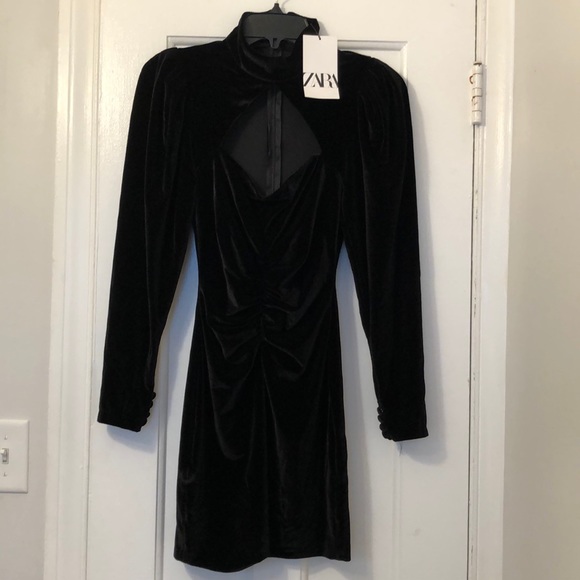 NWT Zara Velvet high neck long sleeve Mini Dress - Picture 10 of 16
